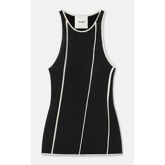 Nanushka ENNA Patchwork Mesh-Jersey Tank Top in Black NWT Size XS - Picture 1 of 9